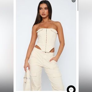 White fox “bad for me” bustier (bnwt, M)